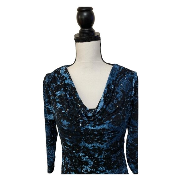 Style & Co Blue Night Sky Cowl Neck Top-Small - Picture 4 of 9